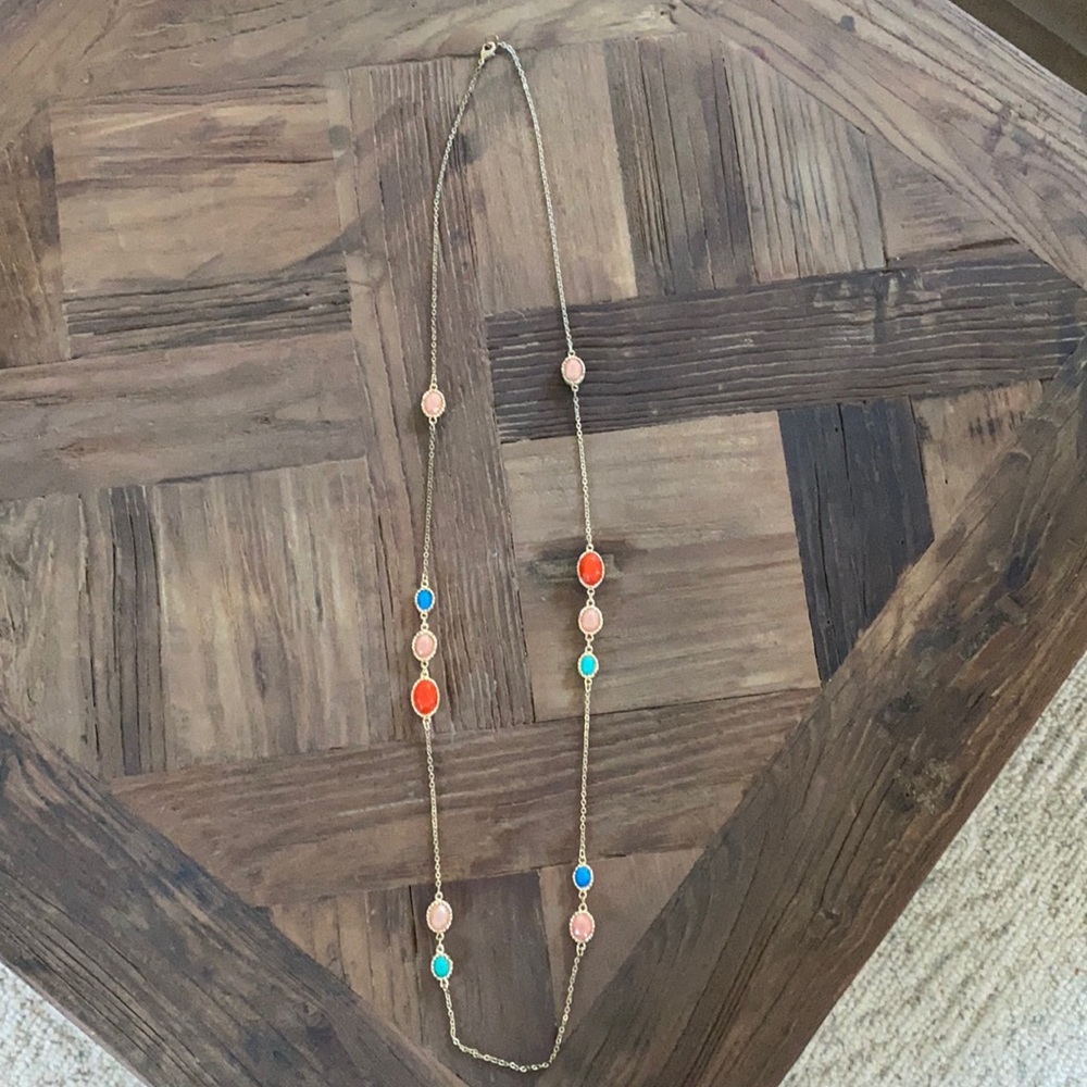 Multicolored Gold Long Necklace